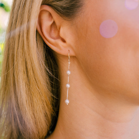 Southern Gates® Ariel 3 Pearl Station Earrings
