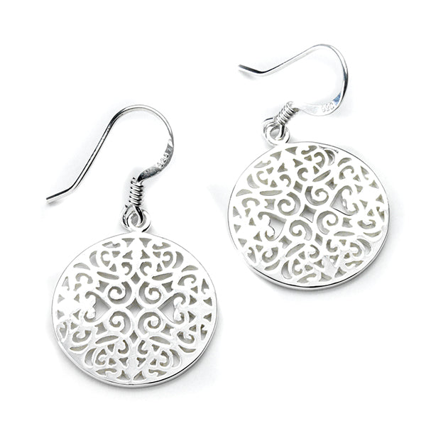 Southern Gates® Round Original Scroll Earrings Rhodium Plated