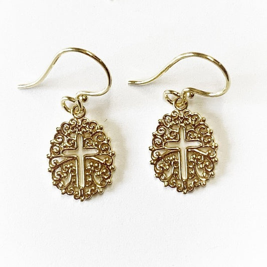 Southern Gates® 14k Gold Filigree Cross Earrings