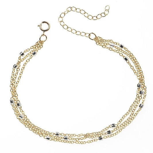 14k Gold Filled Satellite Bead Three Strand Bracelet