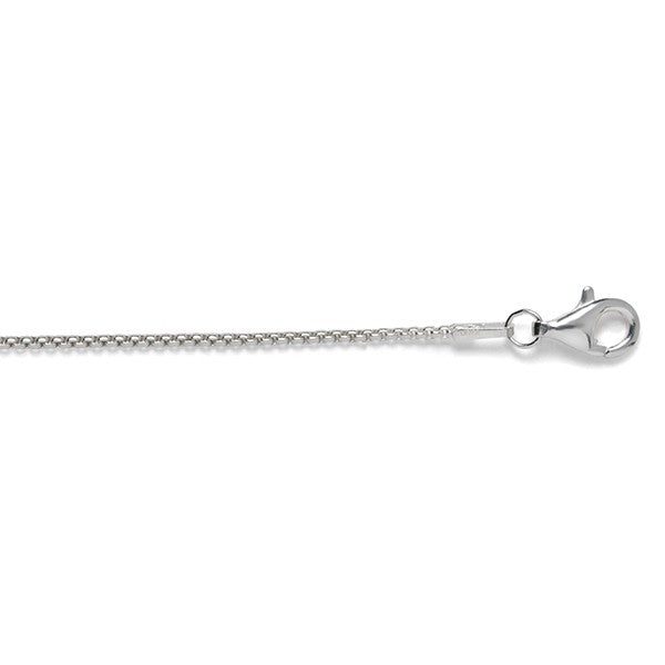 Rhodium Sterling Silver 1.6mm Rounded Box Chain
