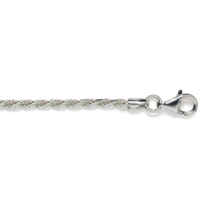 Sterling Silver 2.3mm Diamond Cut Rope Chain