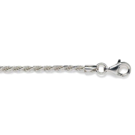 Sterling Silver 2.3mm Diamond Cut Rope Chain